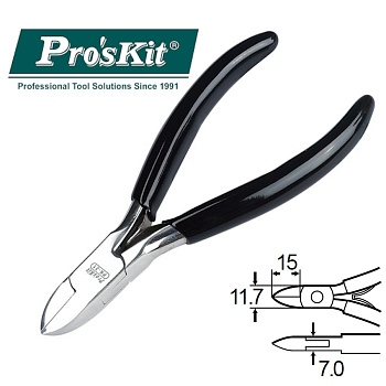 1PK-21 Pro'sKit Кусачки прецизионные чистовые 115мм (медь до 2мм, 110мм, пружина)