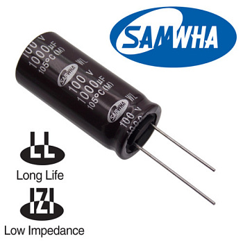 1000мкФ 100В (18x40) WL (2000ч.) (low imp.) Конденсатор электролитический