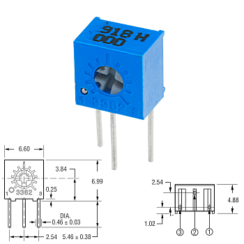3362W-1-105 1 МОм Резистор подстроечный