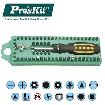 SD-205 Pro'sKit Набор бит с отверткой (62шт., специализированные шлицы)
