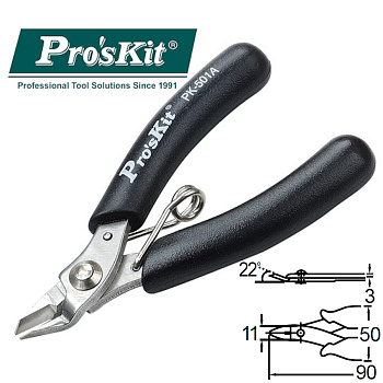 1PK-501A Pro'sKit Кусачки прямые мини (медь до 1.3мм, 90мм, пружина)