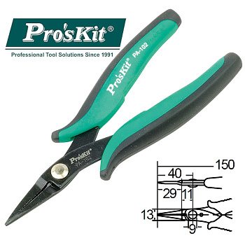 PA-102 Pro'sKit Длинногубцы прецизионные (150мм)
