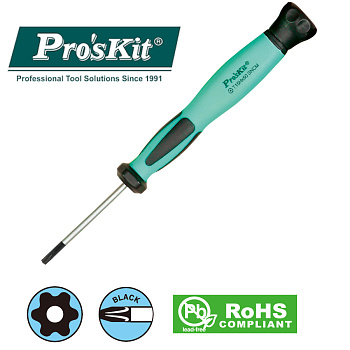 SD-083-T15H Pro'sKit Отвертка прецизионная антистатическая Torx (звезда) антивандальная (T15Hx50мм)