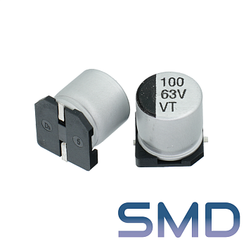 100мкФ 63В (10x10,5) SMD-монтаж Конденсатор электролитический