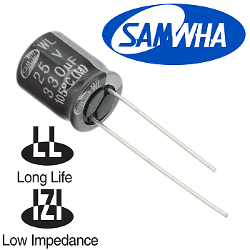 330мкФ 25В (10x12,5) WL (5000ч.) (low imp.) Конденсатор электролитический