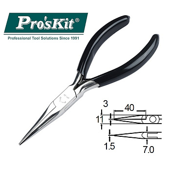 1PK-34 Pro'sKit Длинногубцы прямые (145мм, пружина)