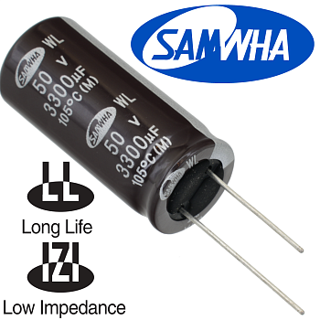 3300мкФ 50В (18x40) WL (5000ч.) (low imp.) Конденсатор электролитический