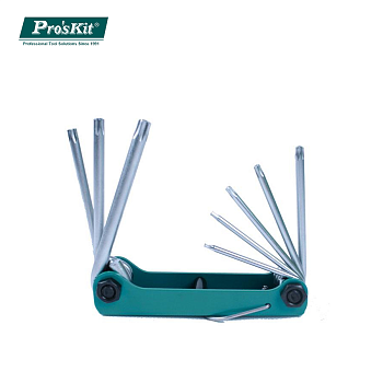 8PK-021L Pro'sKit Набор ключей типа "звезда" антивандальных складных (8шт.)