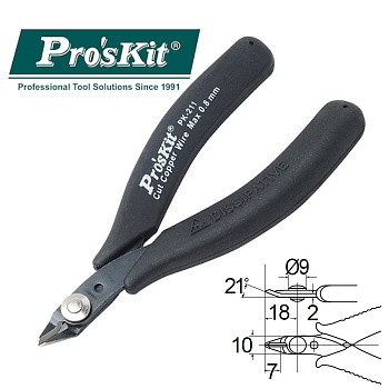 1PK-211 Pro'sKit Кусачки прецизионные прямые (медь до 0.8мм, 120мм)