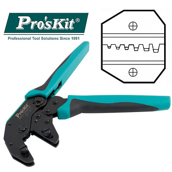 CP-371A Pro'sKit Клещи со сменными губками для обжима изолированных/неизолированных гильз до D4.0 с 