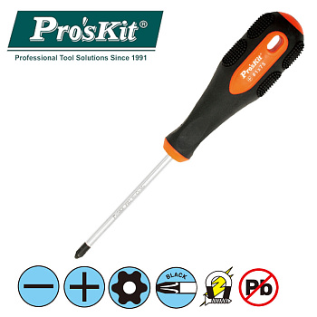 SD-202B Pro'sKit Отвертка Pro-soft (+ #1, 5х75мм, 184мм)