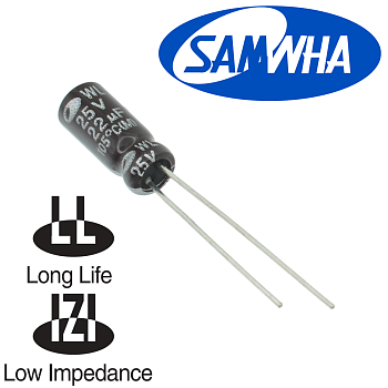 22мкФ 25В (5x11) WL (2000ч.) (low imp.) Конденсатор электролитический