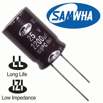 2200мкФ 25В (16x25) WL (5000ч.) (low imp.) Конденсатор электролитический