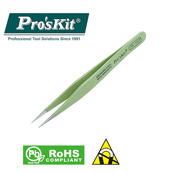 1PK-101T Pro'sKit Пинцет прямой (40/120мм, в изоляции)